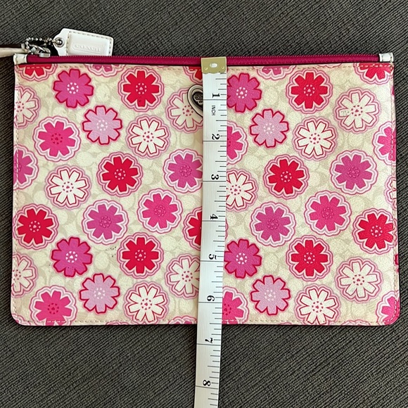 COACH Coated Leather Pink Floral Pouch, NWOT - Picture 7 of 7